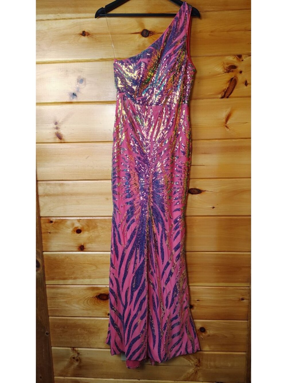 NEW Giffniseti Sequin Prom/Formal Dress Womens Small Pink Holographic Mermaid - Picture 6 of 17